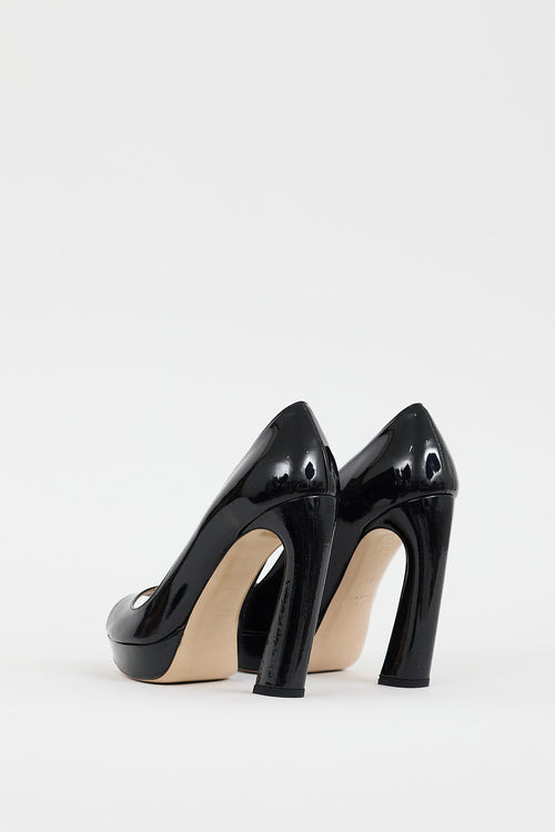 Miu Miu Black Patent Curved Heel Pump