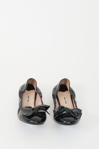 Miu Miu Black Patent Leather Bow Flat