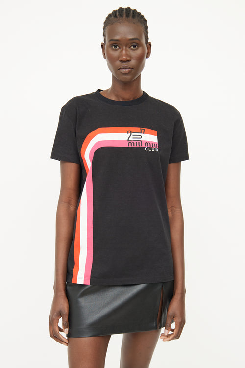 Miu Miu Black Multi Colour Graphic T-shirt