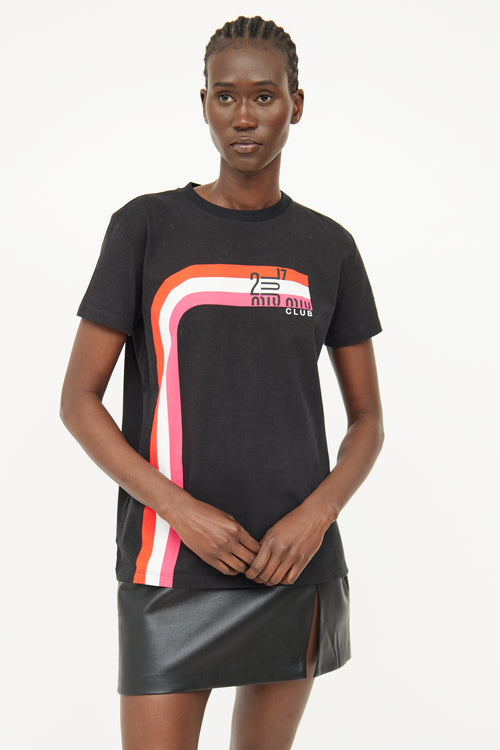 Miu Miu Black Multi Colour Graphic T-shirt