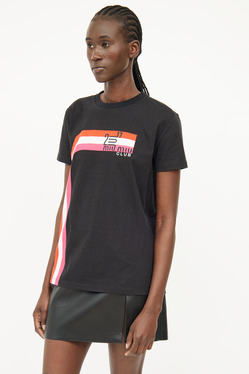 Miu Miu Black Multi Colour Graphic T-shirt