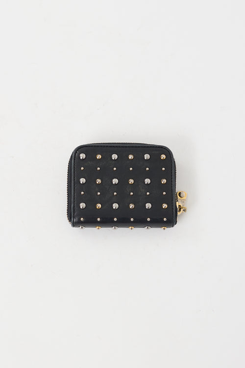 Miu Miu Black 
Mixed Metal Studded Zip Wallet