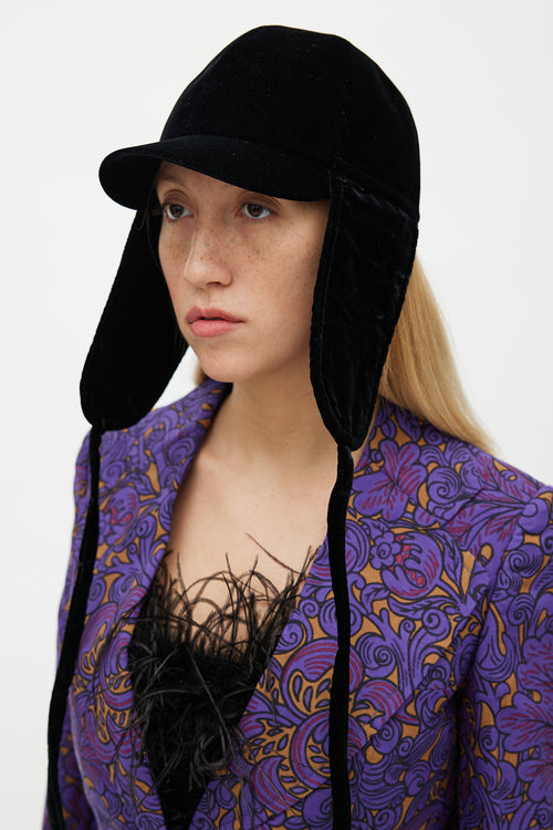 Miu Miu Black Velvet Trapper Hat