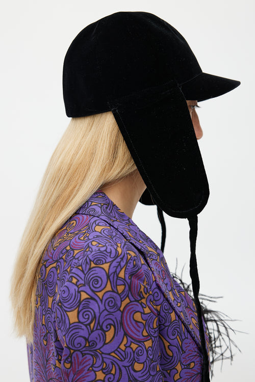 Miu Miu Black Velvet Trapper Hat