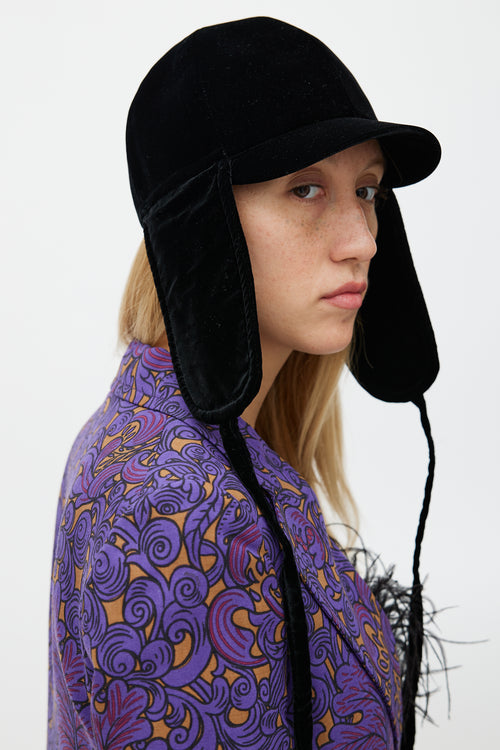 Miu Miu Black Velvet Trapper Hat