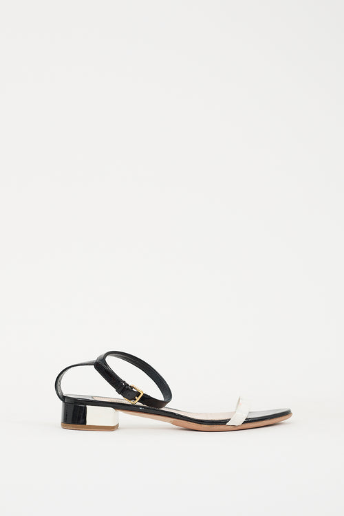 Miu Miu Black 
White Patent Colour Block Sandal