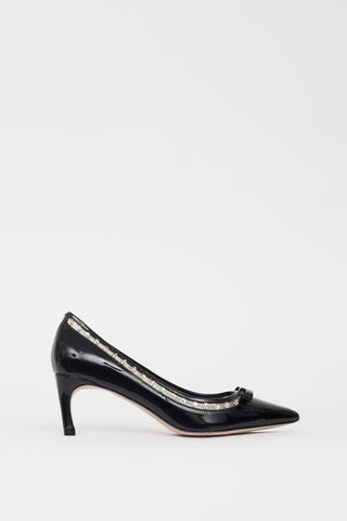 Miu Miu Black Patent 
Crystal Embellished Pump