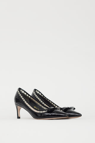 Miu Miu Black Patent 
Crystal Embellished Pump