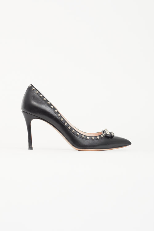 Miu Miu Black Leather Studded Pump