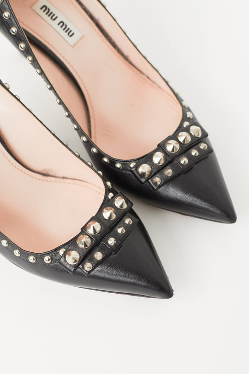 Miu Miu Black Leather Studded Pump