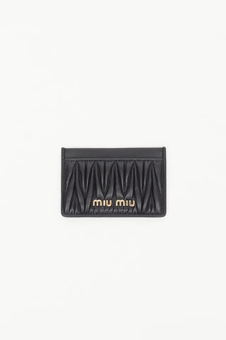 Miu Miu Black Matelassé Leather Card Holder