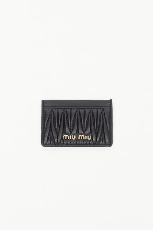 Miu Miu Black Matelassé Leather Card Holder