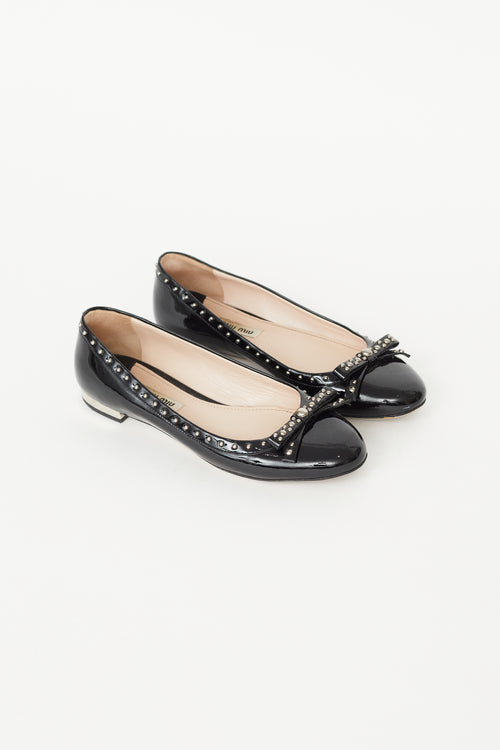 Miu Miu Black Patent Studded Ballet Flat