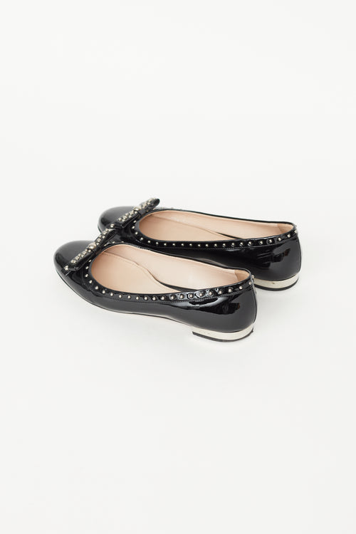 Miu Miu Black Patent Studded Ballet Flat