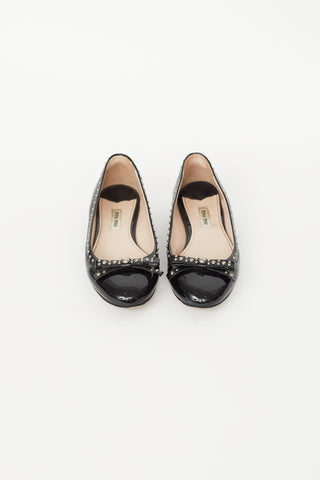 Miu Miu Black Patent Studded Ballet Flat