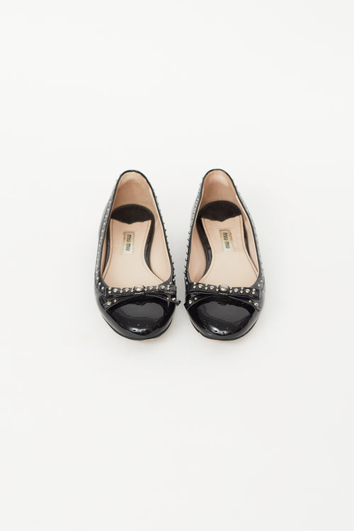 Miu Miu Black Patent Studded Ballet Flat