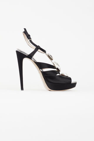 Miu Miu Black Satin Embellished Stiletto Pump