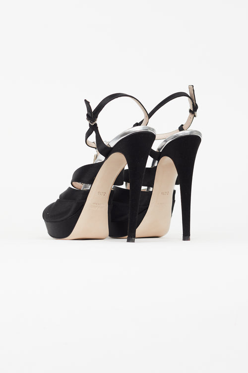 Miu Miu Black Satin Embellished Stiletto Pump