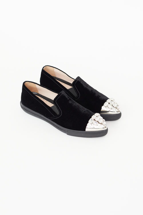 Miu Miu Black Velvet 
Gem Sneaker