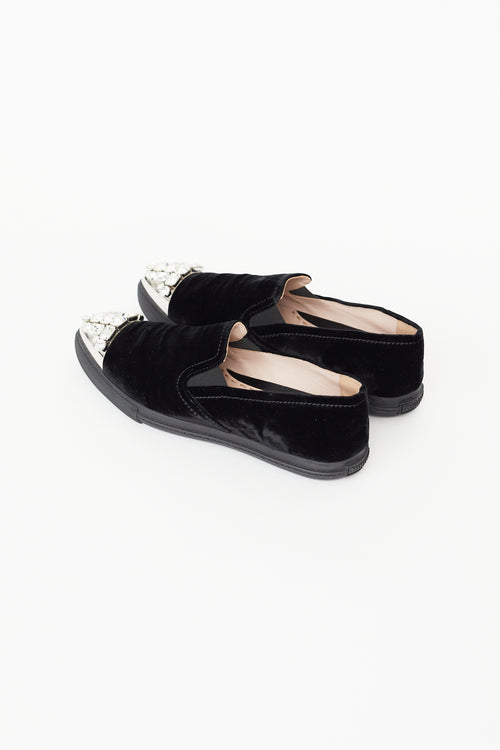 Miu Miu Black Velvet 
Gem Sneaker