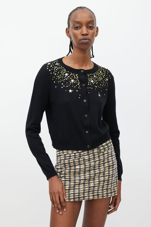 Miu Miu Black 
Multicolour Crystal 
Star Embellished Cardigan