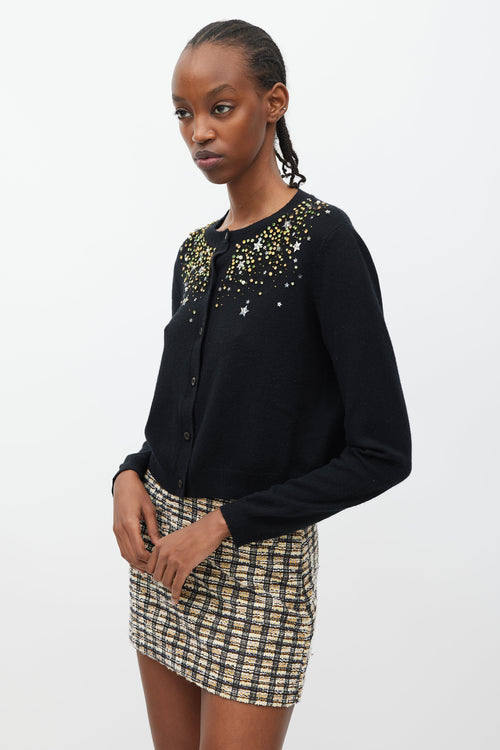 Miu Miu Black 
Multicolour Crystal 
Star Embellished Cardigan