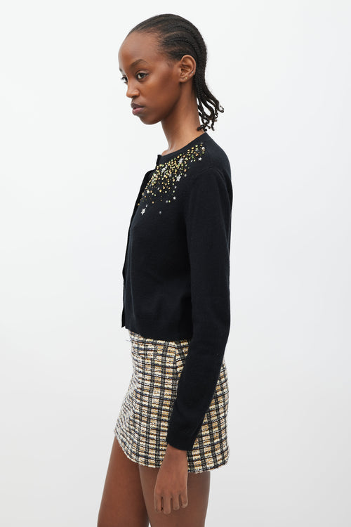 Miu Miu Black 
Multicolour Crystal 
Star Embellished Cardigan