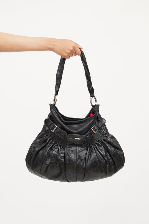 Miu Miu Black Ruched Shoulder Bag