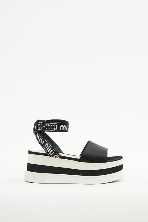 Miu Miu Black 
White Platform Sandal