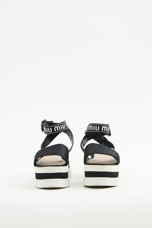 Miu Miu Black 
White Platform Sandal