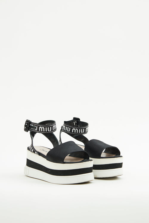 Miu Miu Black 
White Platform Sandal