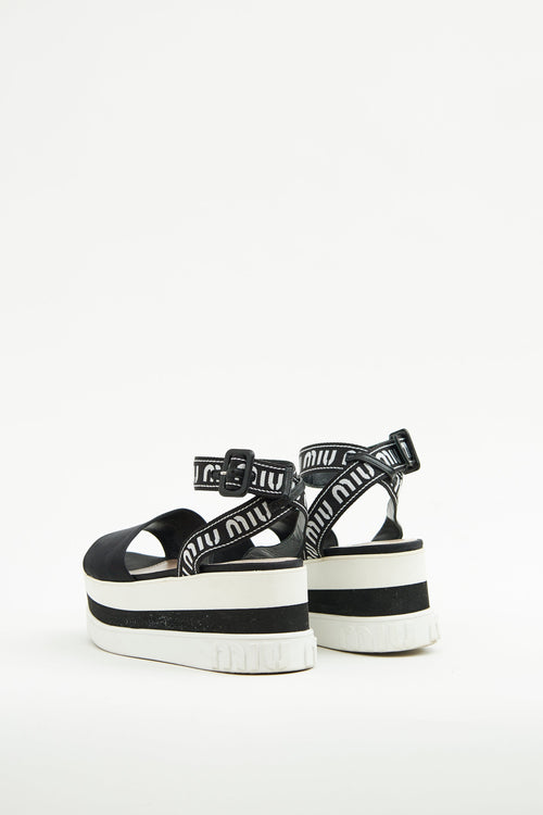 Miu Miu Black 
White Platform Sandal