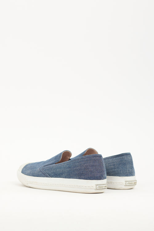 Miu Miu Blue Denim Slip On Sneaker