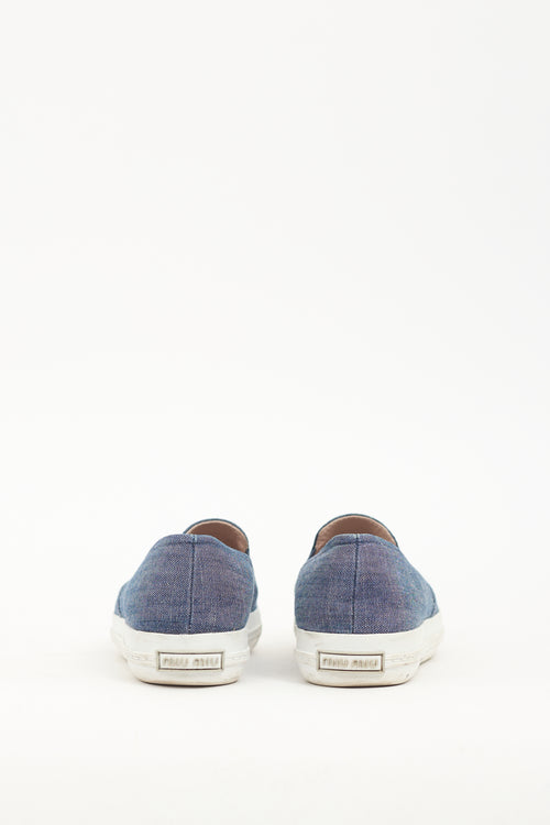 Miu Miu Blue Denim Slip On Sneaker