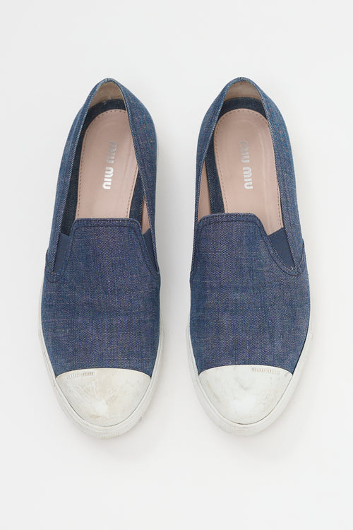 Miu Miu Blue Denim Slip On Sneaker