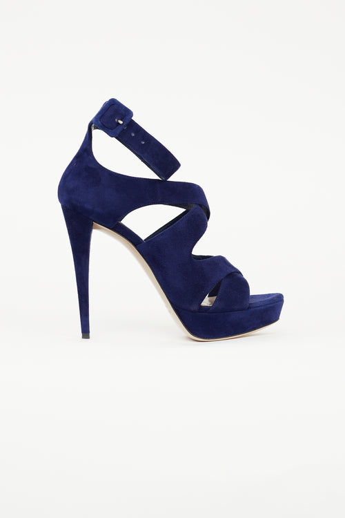 Miu Miu Navy Suede Caged Heel