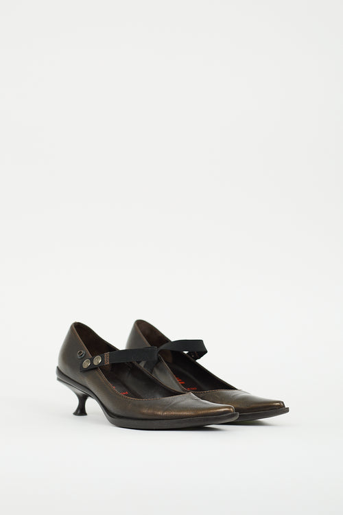 Miu Miu Bronze Leather Mary Jane Pump