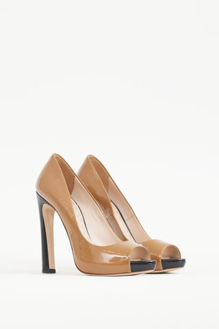 Miu Miu Brown 
Black Patent Leather Pump