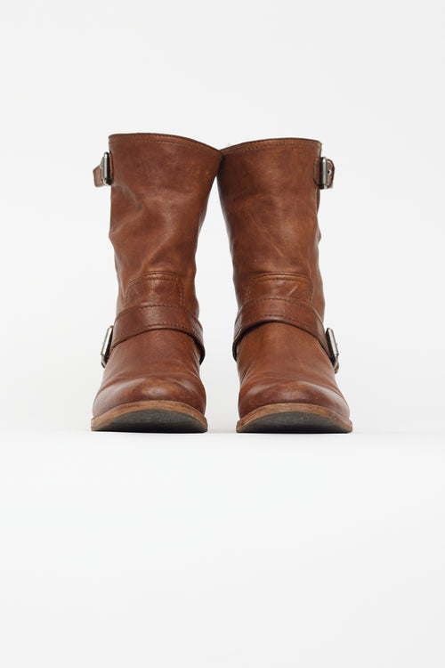 Miu Miu Brown Leather Biker Boot