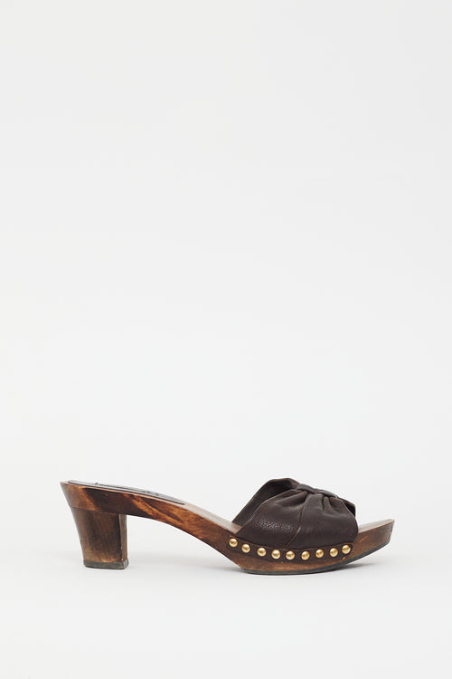 Miu Miu Brown Leather Bow Heeled Sandal