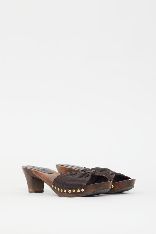 Miu Miu Brown Leather Bow Heeled Sandal