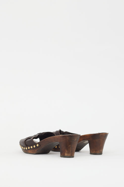 Miu Miu Brown Leather Bow Heeled Sandal