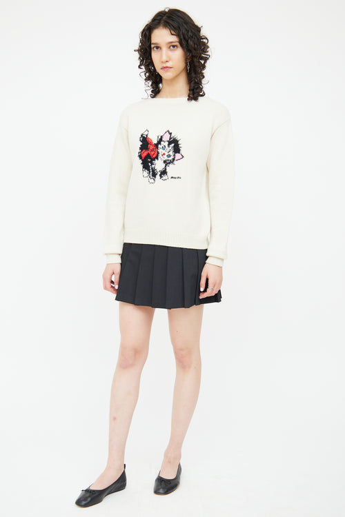 Miu Miu 2020 Cream Graphic Knit Sweater