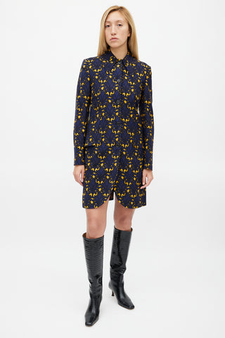 Miu Miu Fall 2012 Navy 
Yellow Floral Jacket