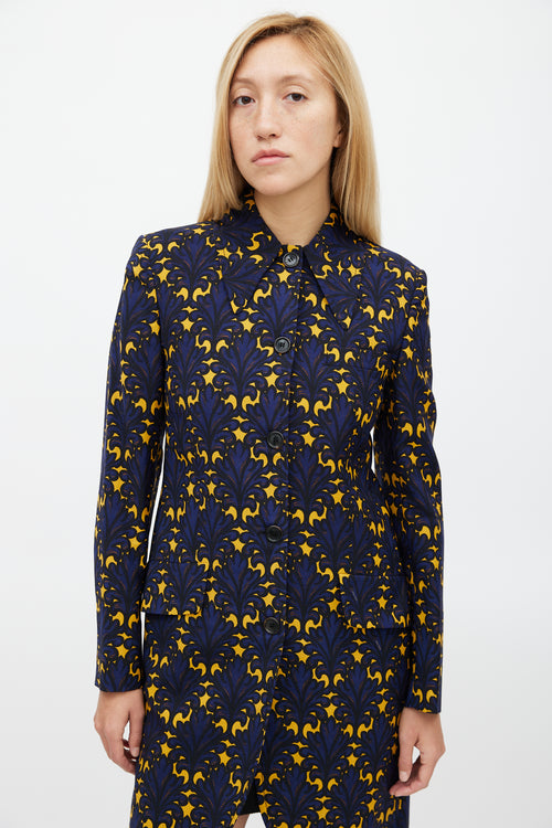 Miu Miu Fall 2012 Navy 
Yellow Floral Jacket