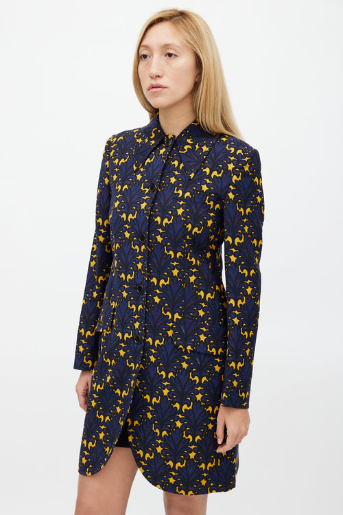 Miu Miu Fall 2012 Navy 
Yellow Floral Jacket