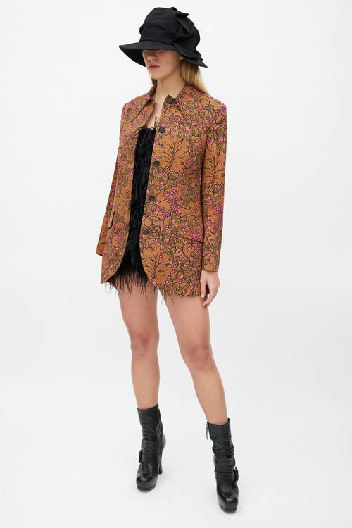 Miu Miu Fall 2012 Pink 
Brown Floral Blazer