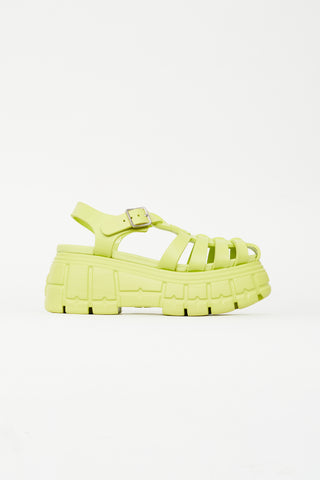 Miu Miu Neon Green Soft Cage Platform Sandal