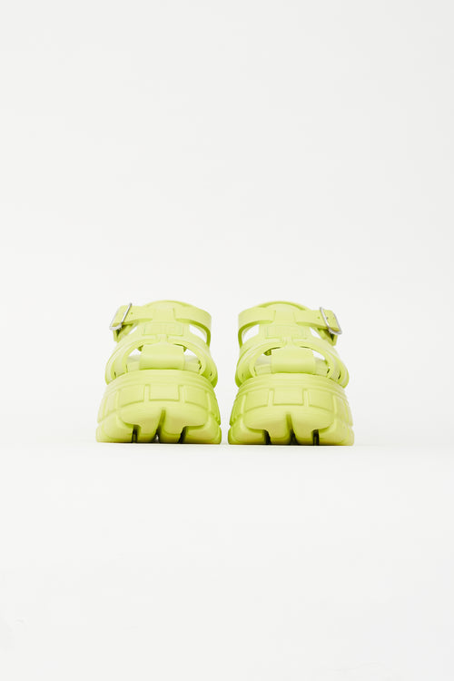 Miu Miu Neon Green Soft Cage Platform Sandal