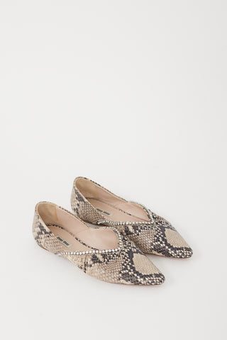 Miu Miu Grey 
Black Textured Flat